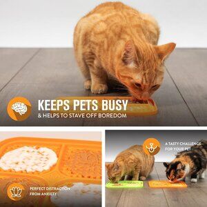 2 Pack Orange Green Pet Lick Mat Dogs Dog Cat Cats Slow Feeder Treat Puzzle New